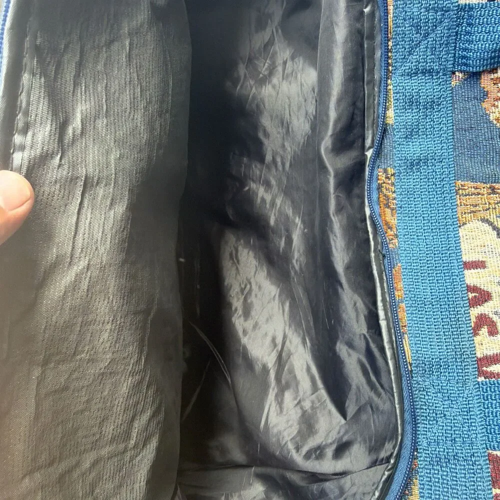 Vintage Bovanousa Las Vegas Casino Tapestry Duffel Bag Carry On USA Zippers